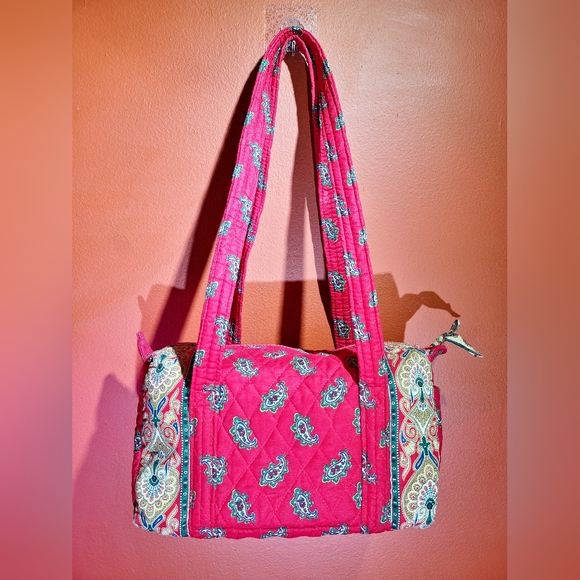 Vera Bradley Indiana Small Duffle Bag Apple Red Print Spring 1991 - Picture 1 of 7